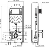 Система инсталляции для унитазов Wasserkraft Dill 61TLT.010.ME.CH04 с кнопкой смыва хром