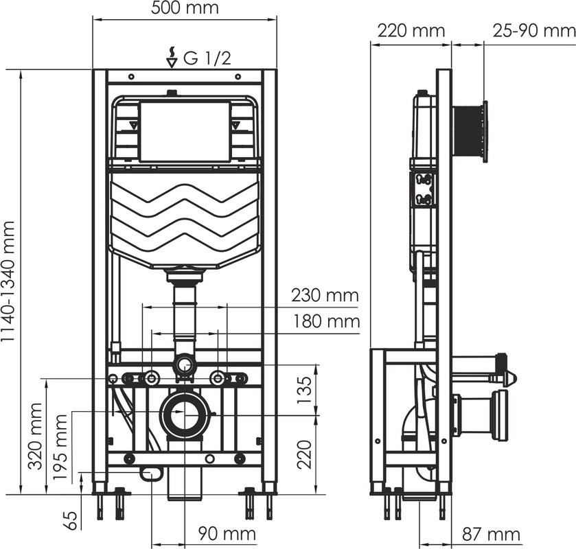 Система инсталляции для унитазов Wasserkraft Dill 61TLT.010.ME.CH04 с кнопкой смыва хром