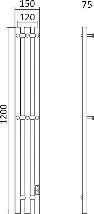 Полотенцесушитель электрический Маргроид Inaro 120х15, с крючками, хром