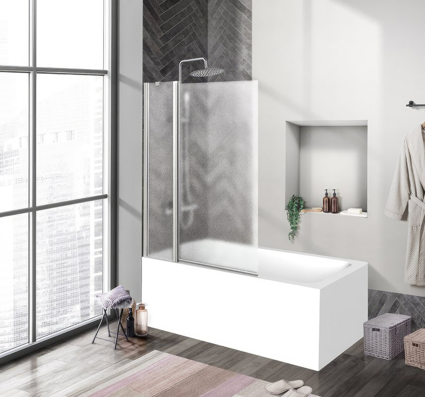Шторка на ванну BelBagno Uno V-11-120/150-P-Cr стекло punto