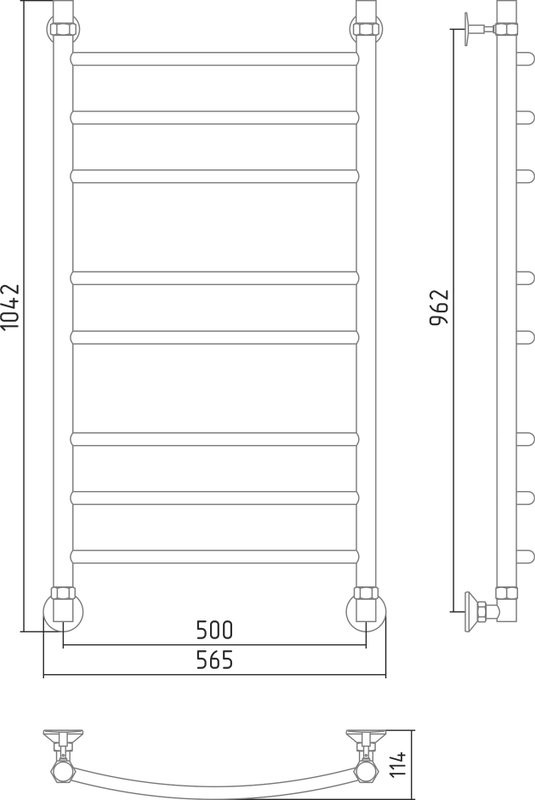 Полотенцесушитель водяной Стилье Аксиома-20 00662-1050 105x55 см, глянцевый хром, лесенка