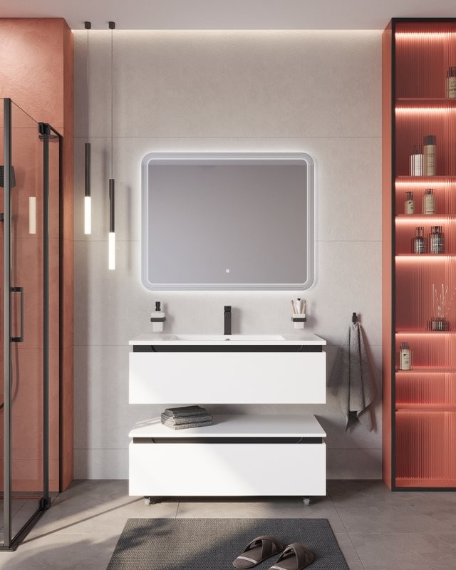 Мебель для ванной комнаты Cezares Slider 100 подвесная, 2 ящика, белая