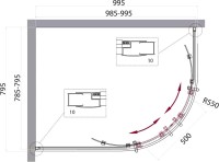 Душевой уголок BelBagno Uno -195 RH 2 100/80 C Cr стекло прозрачное