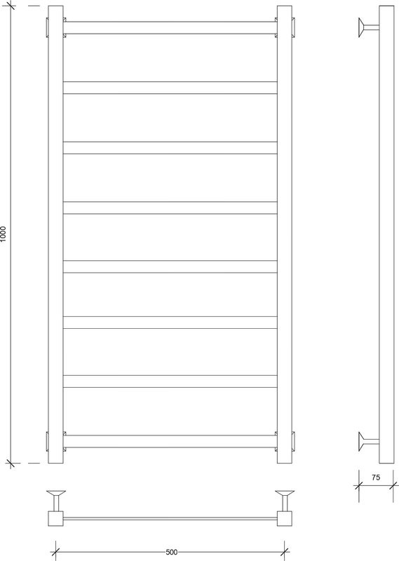 Полотенцесушитель водяной Secado Корсико 1 100х50 100x55 см, хром, лесенка
