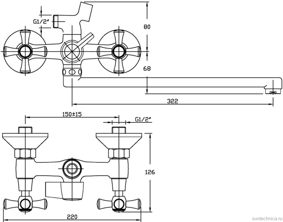 Смеситель с длинным изливом для ванны Orange Classic M71-211cr хром