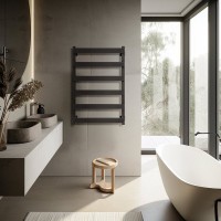 Полотенцесушитель водяной Secado Кродо 80х50 80x55 см, черный матовый, лесенка