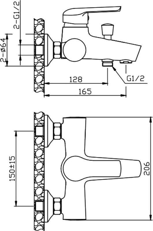 Смеситель для ванны с душем Orange Tony Tony M54-100Gr