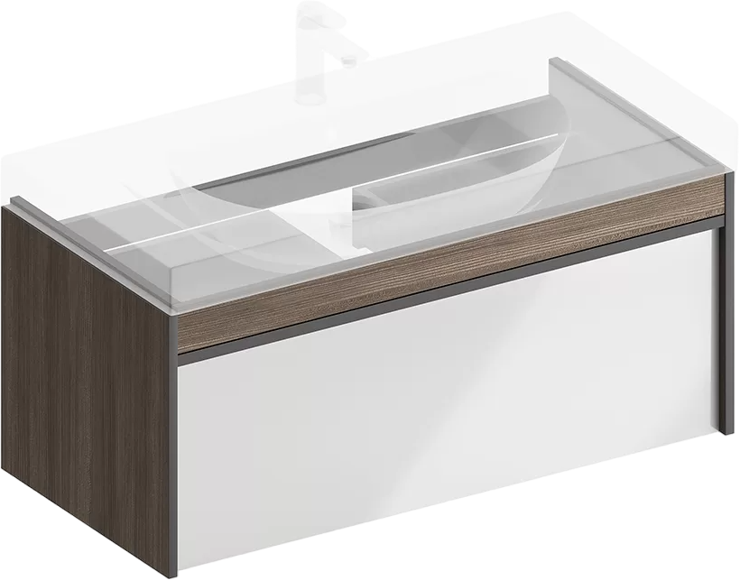 Тумба с раковиной KERAMA MARAZZI Modula 100 подвесная, арабика, с раковиной Buongiorno 100