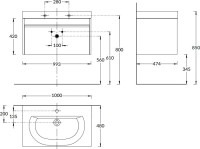 Тумба с раковиной KERAMA MARAZZI Modula 100 подвесная, арабика, с раковиной Buongiorno 100