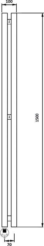 Полотенцесушитель электрический Secado Бергамо 2К 1500х70 150x10 см, подключение слева, графит, I-образный