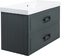 Мебель для ванной комнаты La Fenice Cubo Twin 100 серая, ручки черные