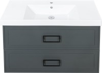 Мебель для ванной комнаты La Fenice Cubo Twin 100 серая, ручки черные