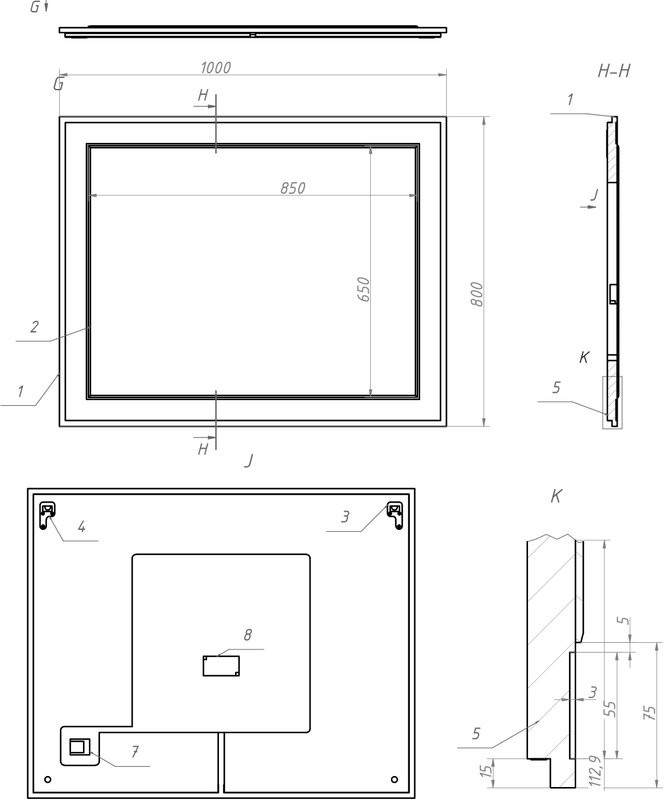Мебель для ванной комнаты La Fenice Cubo Twin 100 серая, ручки черные