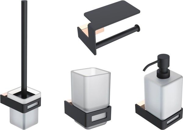 Набор Дозатор Boheme Q + Стакан + Ершик + Держатель 10941-G-B с полкой для телефона