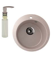 Мойка кухонная Ulgran U-405 302 песочная + дозатор U-02 песочный