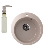 Мойка кухонная Ulgran U-405 302 песочная + дозатор U-02 песочный