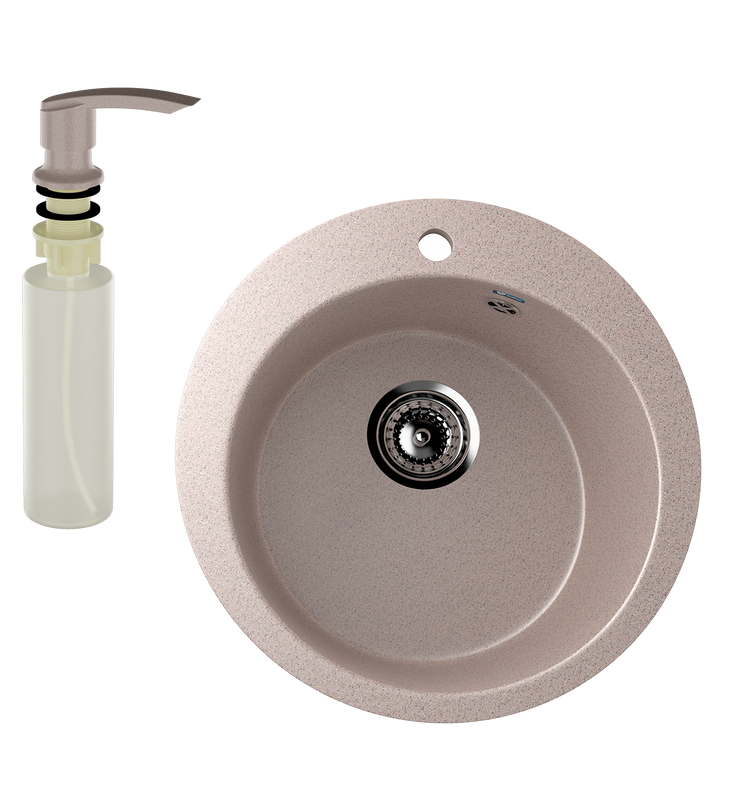 Мойка кухонная Ulgran U-405 302 песочная + дозатор U-02 песочный