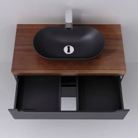 Тумба с раковиной Jorno Wood 100, серая, темная столешница