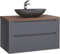 Тумба с раковиной Jorno Wood 100, серая, темная столешница