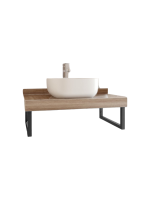Столешница с раковиной Teymi Helmi 90 дуб кашмир, раковина Solli 41,  с черными кронштейнами