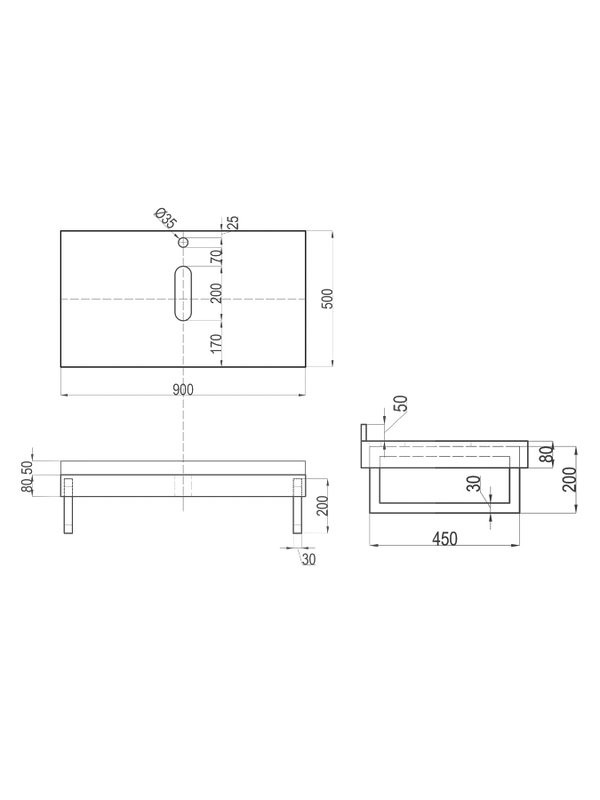 Столешница с раковиной Teymi Helmi 90 дуб кашмир, раковина Solli 41,  с черными кронштейнами