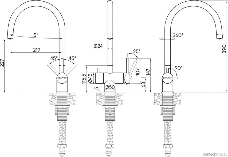 Комплект Мойка Omoikiri Bosen 54-U-WH белая + Смеситель Paulmark Heller He213218-431 белый матовый