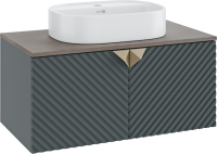 Тумба с раковиной Runo Андорра 85 графит, дуб коньячный, раковина Nuovo 50