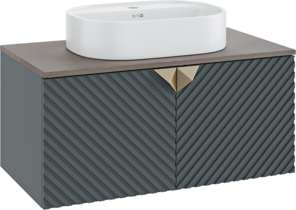 Тумба с раковиной Runo Андорра 85 графит, дуб коньячный, раковина Nuovo 50