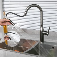 Смеситель для кухни Gappo G4398-41 с выдвижным изливом, оружейная сталь