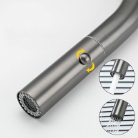 Смеситель для кухни Gappo G4398-41 с выдвижным изливом, оружейная сталь