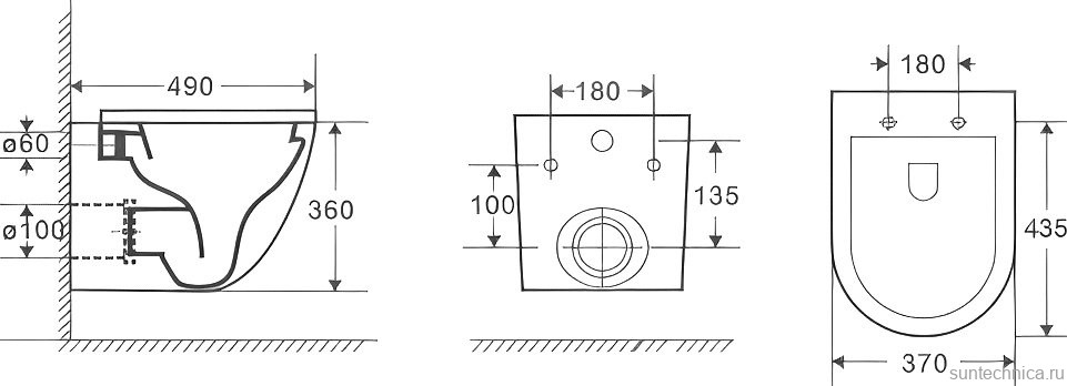 Унитаз подвесной Weltwasser WW Merzbach 043 GL-BL безободковый, с микролифтом, черный глянец
