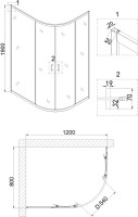 Душевой уголок Niagara Nova NG-6621-08 120x80, асимметричный, хром