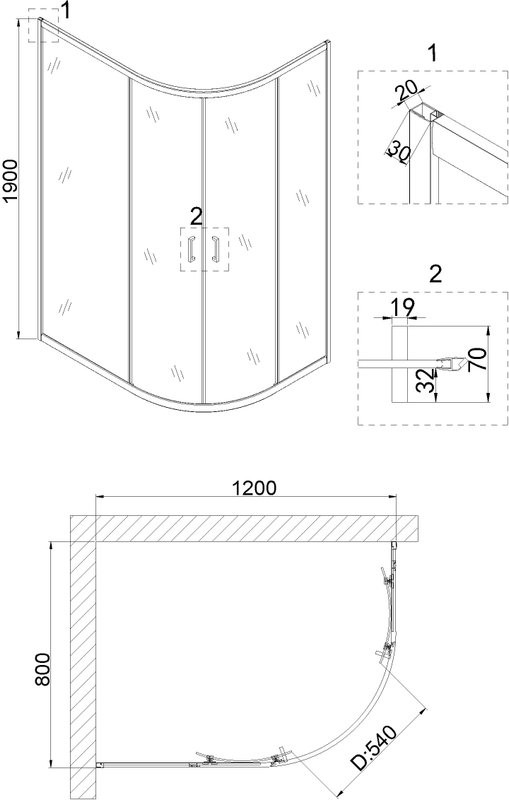 Душевой уголок Niagara Nova NG-6621-08 120x80, асимметричный, хром