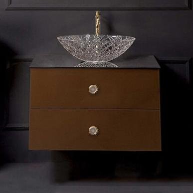 Тумба с раковиной Armadi Art NeoArt 80 шоколад, с ручками Satine золото