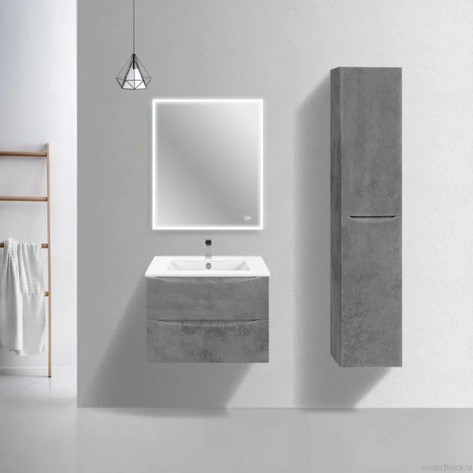 Мебель для ванной комнаты Vincea Mia Slim 70, 2 ящика, бетон