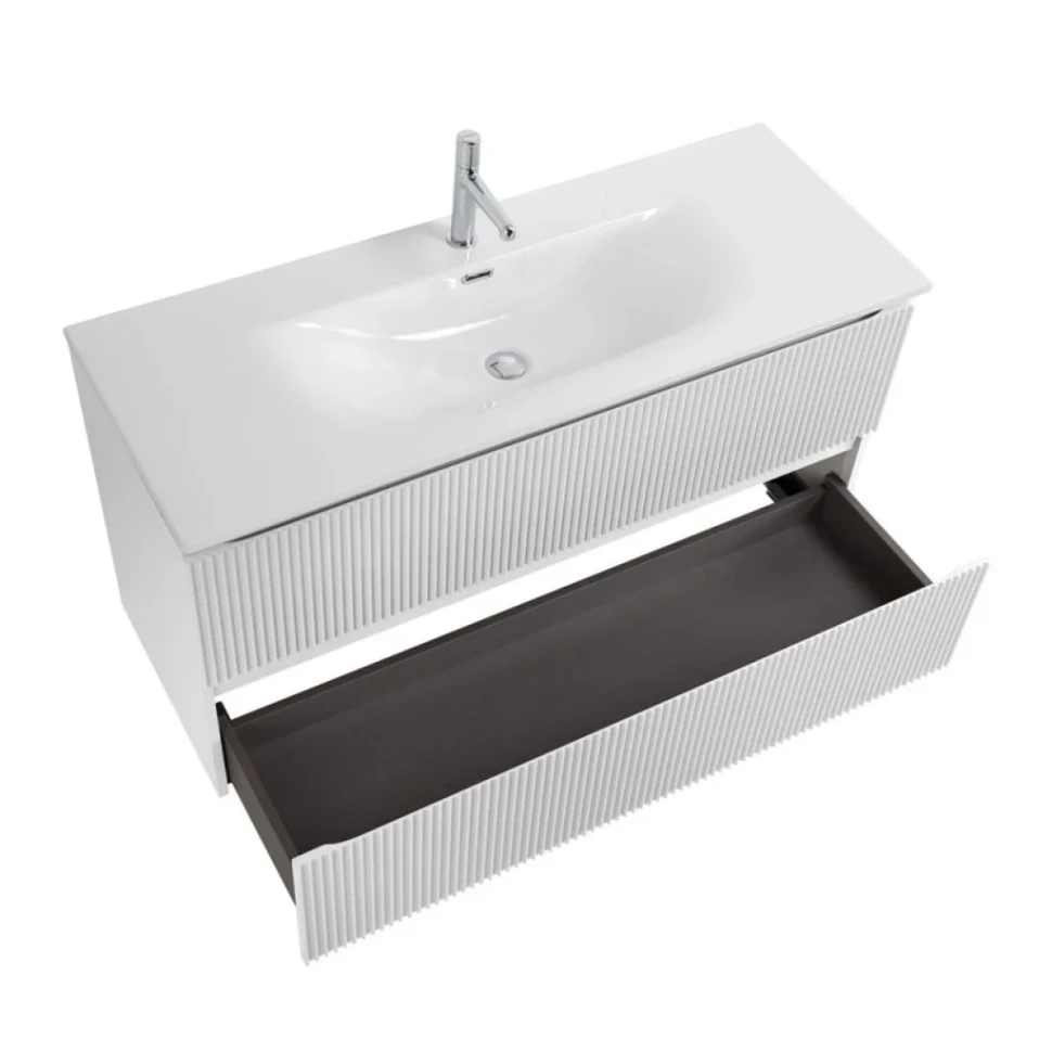 Тумба с раковиной BelBagno Uno 120 подвесная, 2 ящика, bianco opaco