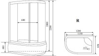Душевая кабина Timo Lux T-7720 R с высоким поддоном, с сиденьем