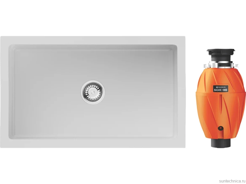Комплект Мойка Omoikiri Mikura 76-WH Glossy белая + Измельчитель Nagare 1000