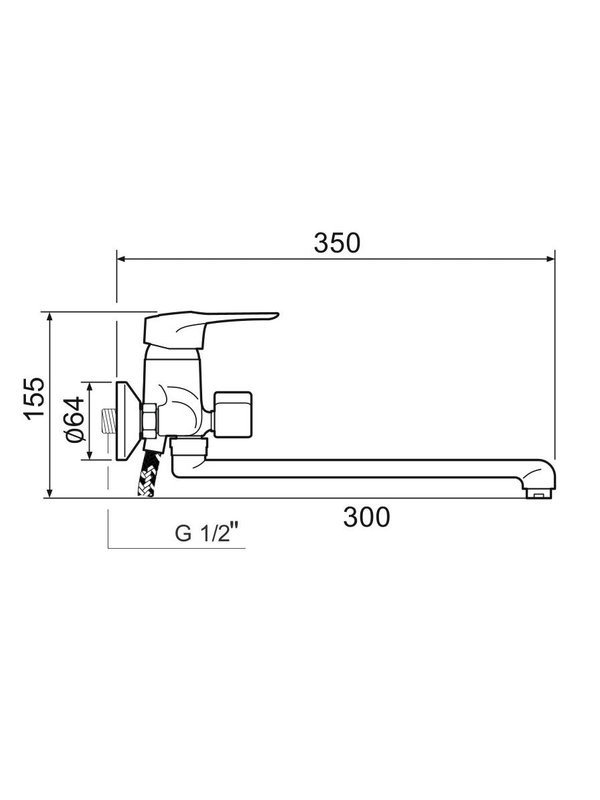 Смеситель с длинным изливом для ванны РМС SL55 SL55-006E