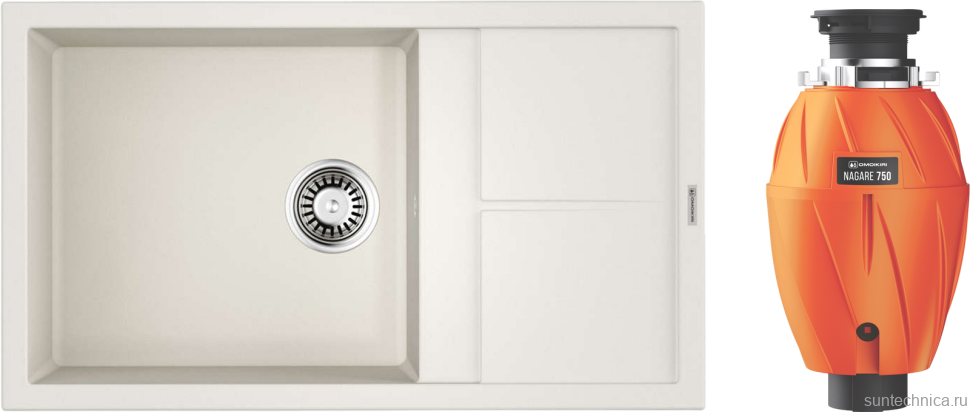 Комплект Мойка Omoikiri Sumi 86 белая + Измельчитель Nagare 750