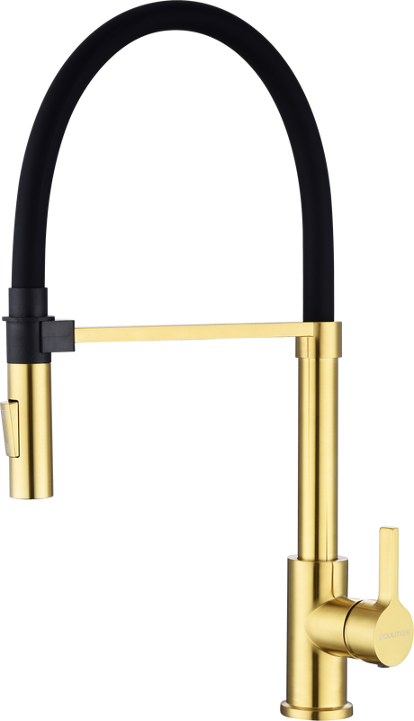 Смеситель для кухни Paulmark Halt Ha214021-BG брашированное золото, с гибким изливом