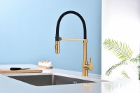 Смеситель для кухни Paulmark Halt Ha214021-BG брашированное золото, с гибким изливом