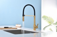 Смеситель для кухни Paulmark Halt Ha214021-BG брашированное золото, с гибким изливом