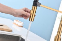 Смеситель для кухни Paulmark Halt Ha214021-BG брашированное золото, с гибким изливом