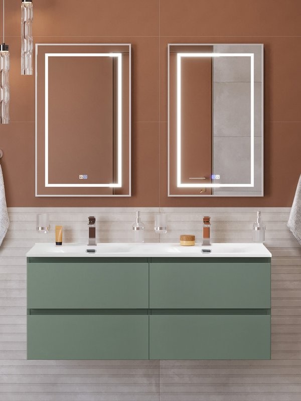 Мебель для ванной комнаты BelBagno Kraft 120 подвесная, матовая еловая, раковина bb-8099-120-2, для двоих