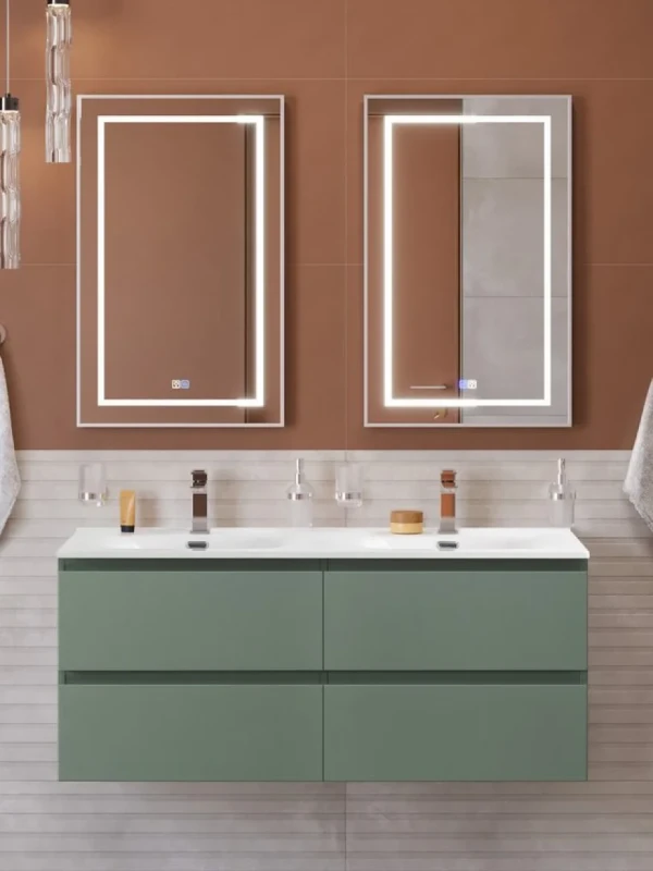 Мебель для ванной комнаты BelBagno Kraft 120 подвесная, матовая еловая, раковина bb-8099-120-2, для двоих