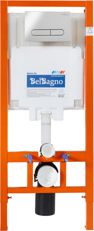 Комплект Унитаз подвесной BelBagno Acqua BB340CHR крышка BB2020SC, безободковый, с микролифтом + Система инсталляции для унитазов BelBagno BB002-80 с