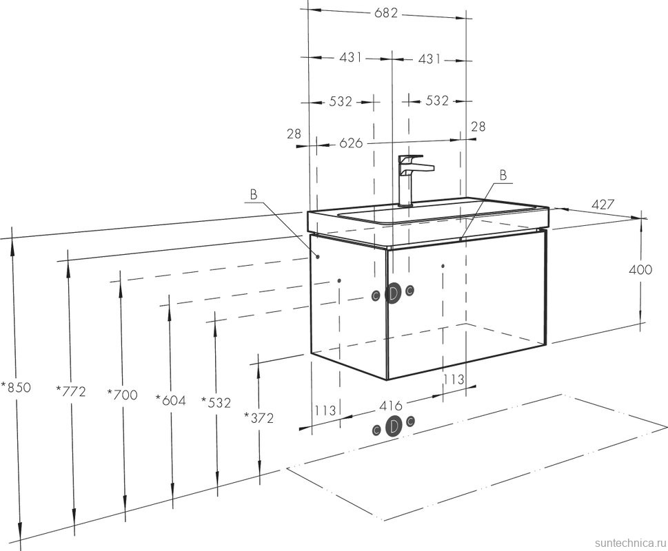 Мебель для ванной комнаты AQUATON Асти 70 белая