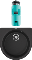 Комплект Мойка Omoikiri Akegata 51 черная + Измельчитель Nagare slim 1250-AZ azur blue