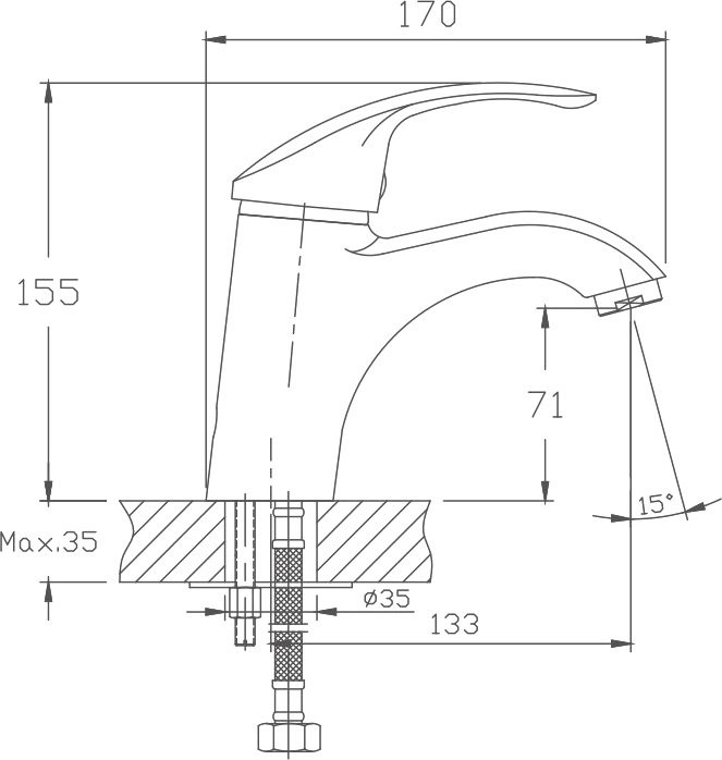 Смеситель для раковины Fashun A1021 хром